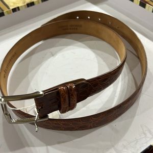 NWT W. Kleinberg Genuine Crocodile Leather Belt cognac 44